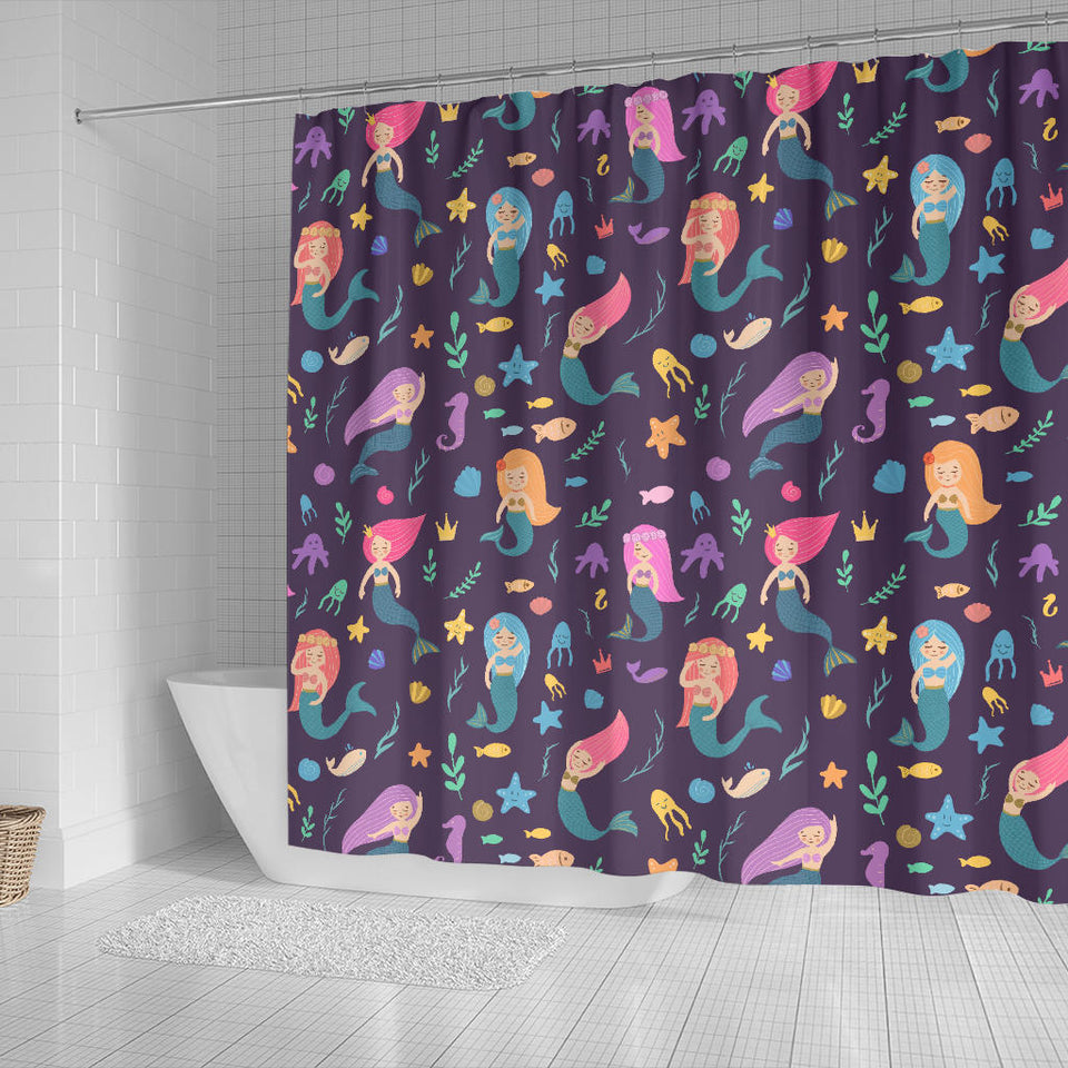 Beautiful Mermaid Fish Jellyfish Algae Other Marine World Shower Curtain Fulfilled In US