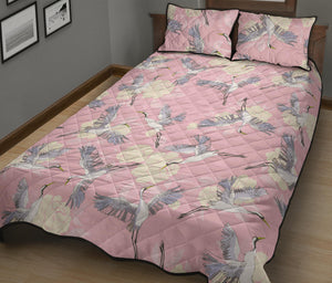 Japanese crane rose pattern Quilt Bed Set