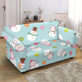 Cute Snowman Snowflake Pattern Loveseat Couch Slipcover