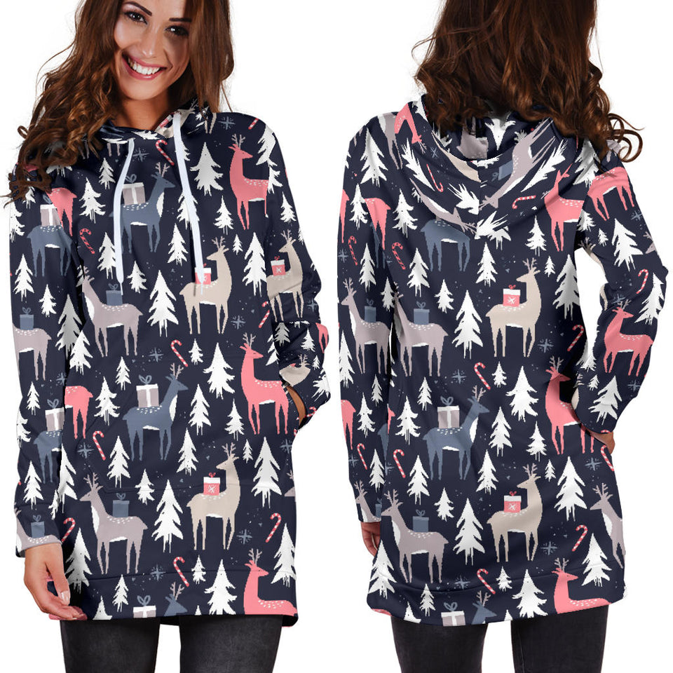 Deers Winter Christmas Pattern Women'S Hoodie Dress