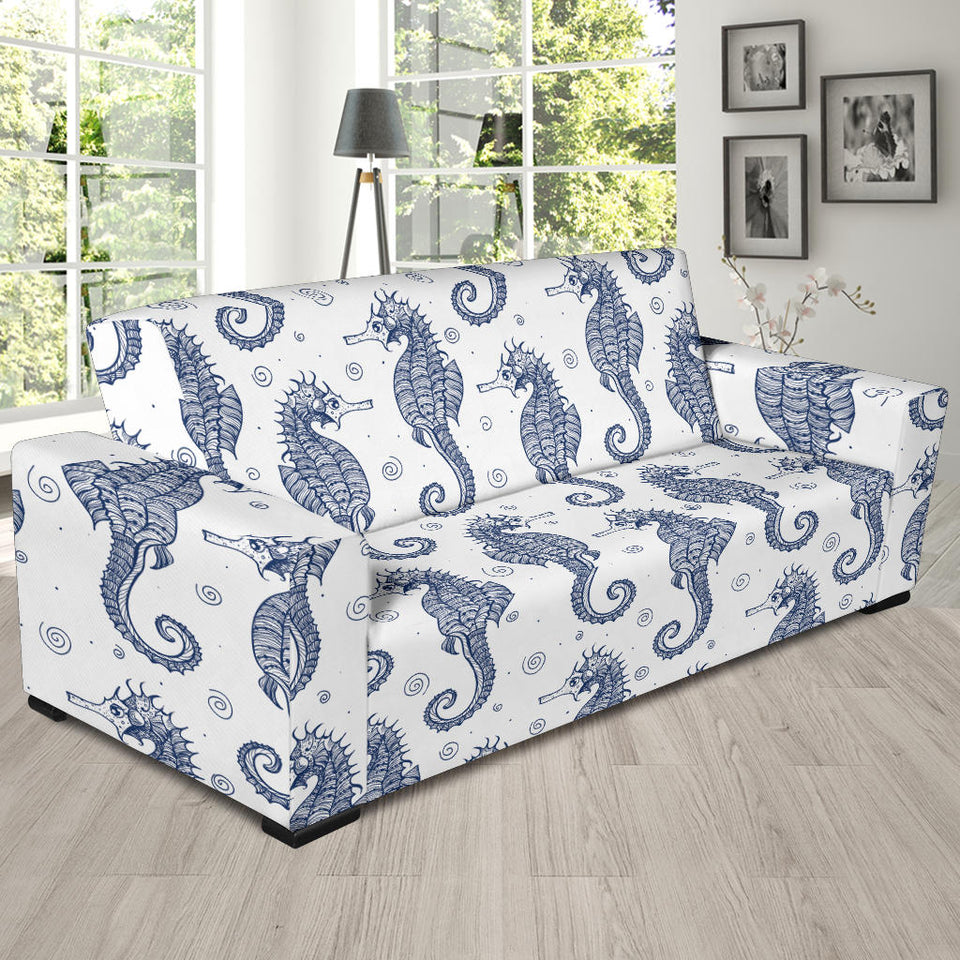 Seahorse Pattern Background Sofa Slipcover