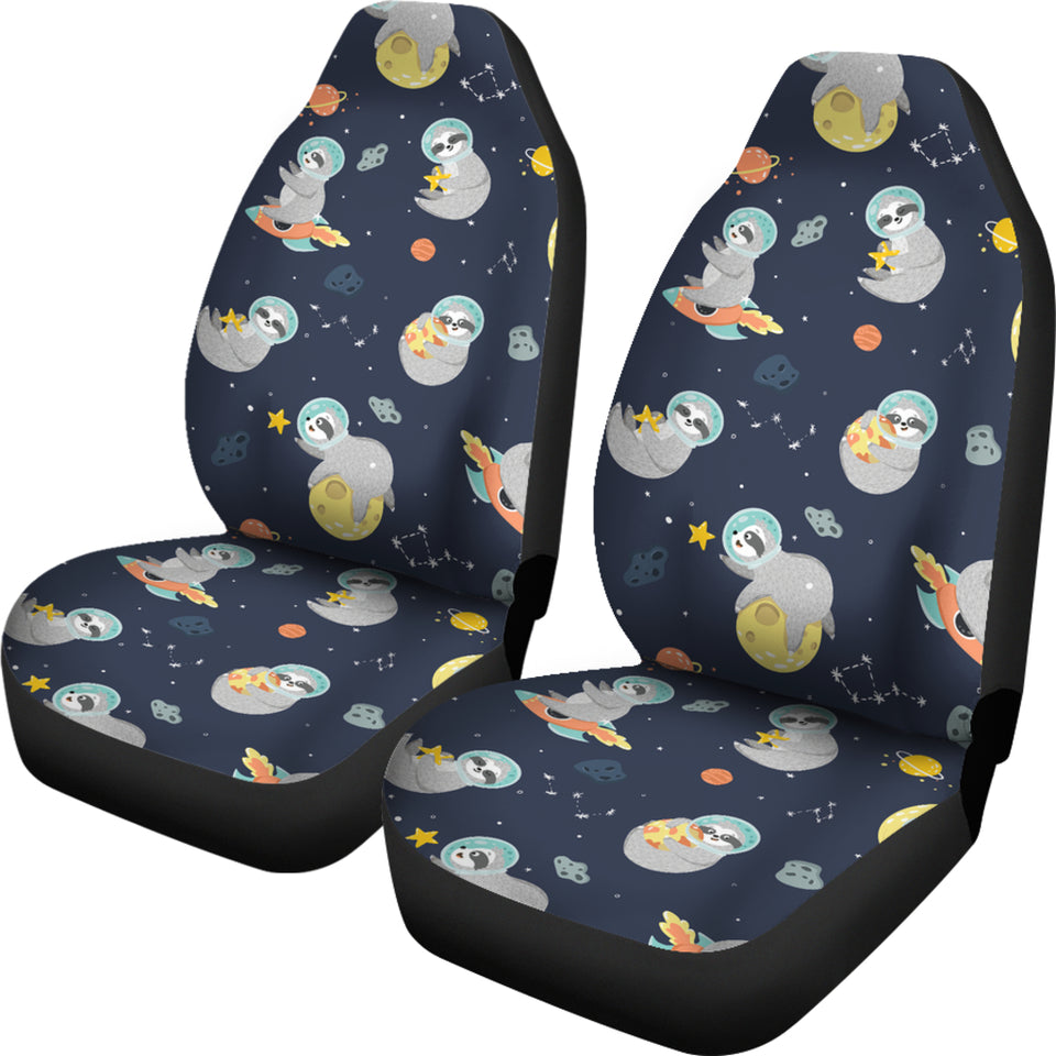 Cute Sloth Astronaut Star Planet Rocket Pattern  Universal Fit Car Seat Covers