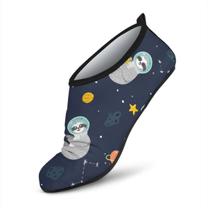 Cute Sloth Astronaut Star Planet Rocket Pattern Aqua Shoes