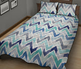 zigzag  chevron blue pattern Quilt Bed Set
