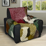 Japanese cranes flying forest dot pattern Recliner Cover Protector