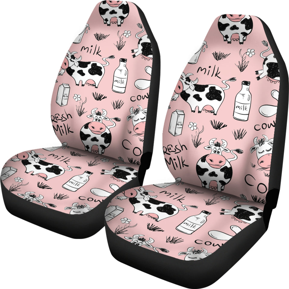 Cows Milk Product Pink Background Universal Fit Car Seat Covers