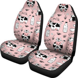 Cows Milk Product Pink Background Universal Fit Car Seat Covers