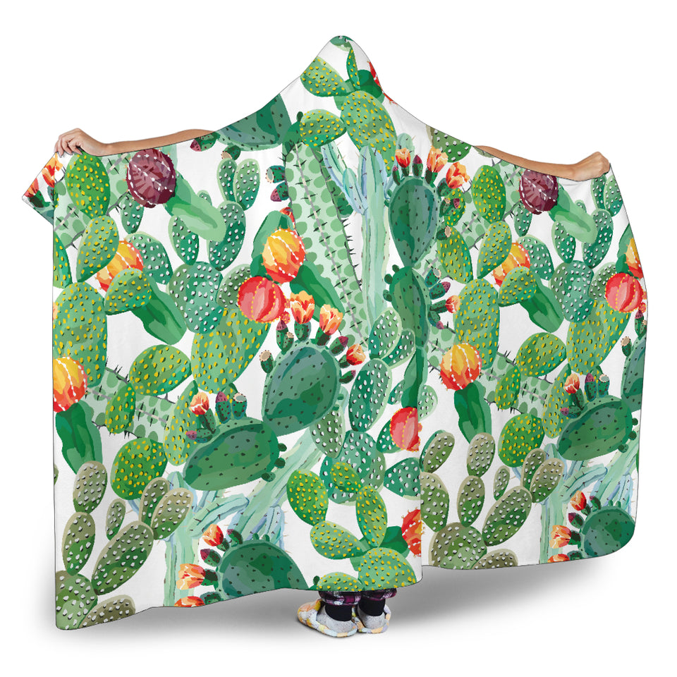 Cactus Design Pattern Copy Hooded Blanket