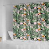 Toucan Tropical Green Jungle Palm Pattern Shower Curtain Fulfilled In US
