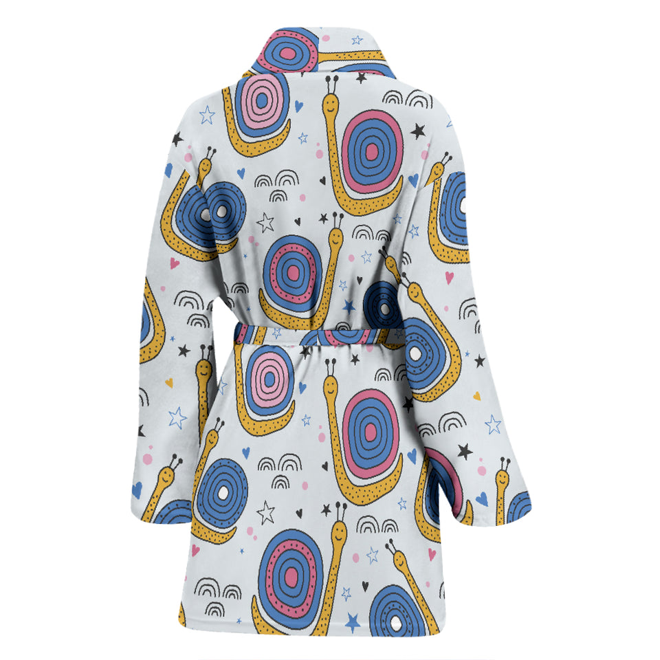 Snail Pattern Print Design 05 Women's Bathrobe