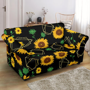 Sunflower Golden Polygonal Shapes Loveseat Couch Slipcover