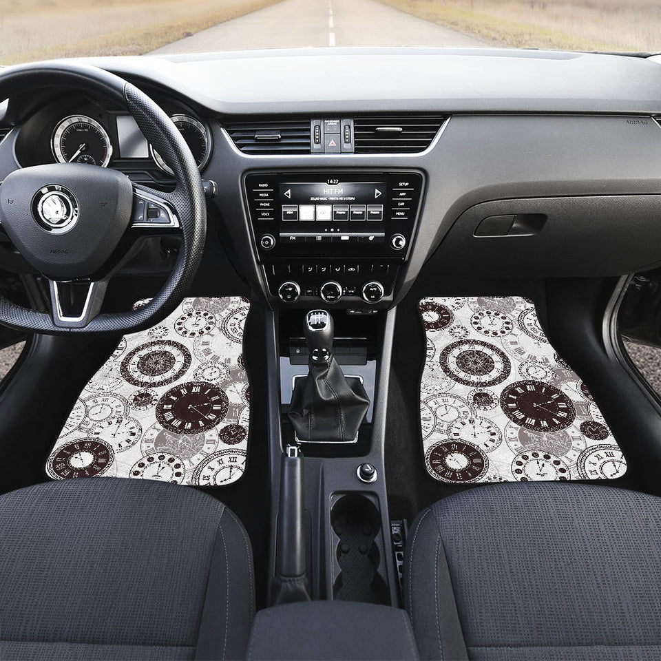 Classic Vintage Clock Pattern Front And Back Car Mats