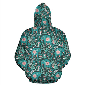 Elephants Jungle Pattern Zip Up Hoodie