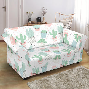 Pastel Colorcactus Pattern Copy Loveseat Couch Slipcover