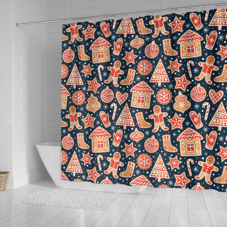 Christmas Gingerbread Cookie Pattern Shower Curtain Fulfilled In US