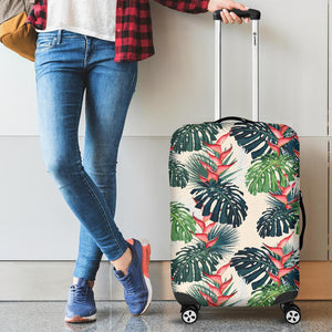Heliconia Flowers, Palm And Monstera Leaves Cabin Suitcases Luggages