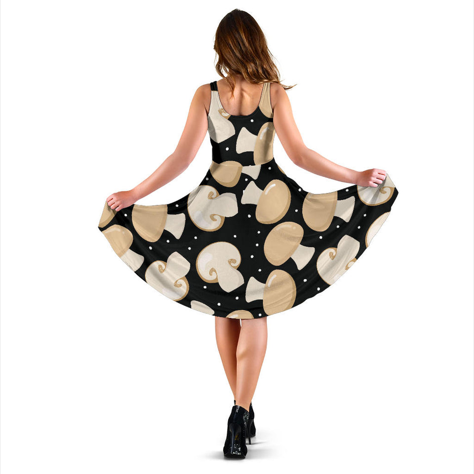 Champignon Mushroom Pattern Sleeveless Midi Dress