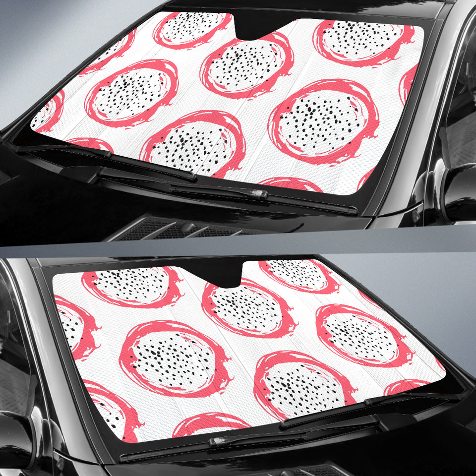 Hand Drawn Dragon Fruit Car Sun Shade
