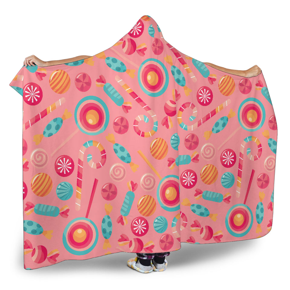Colorful Candy Pattern Hooded Blanket