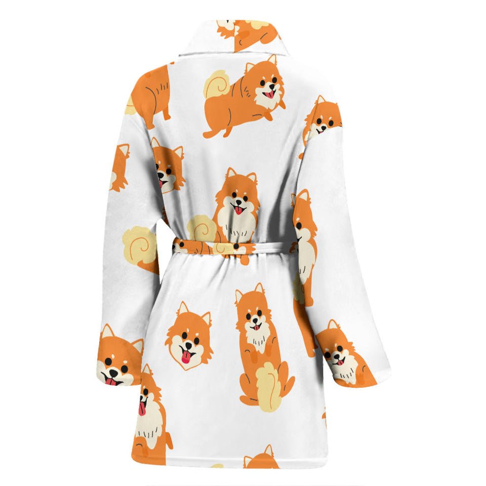 Brown Pomeranian Pattern Women'S Bathrobe
