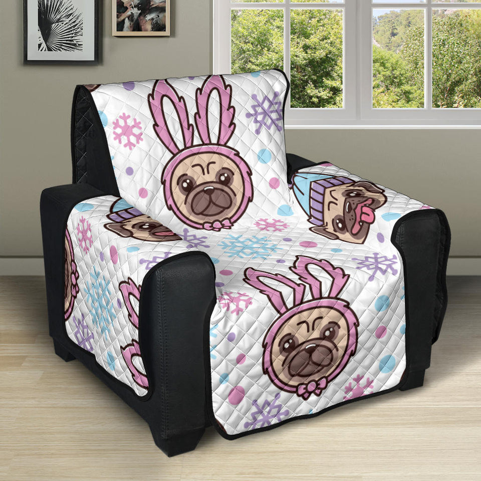 Cute pug hat rabbit costume pattern Recliner Cover Protector