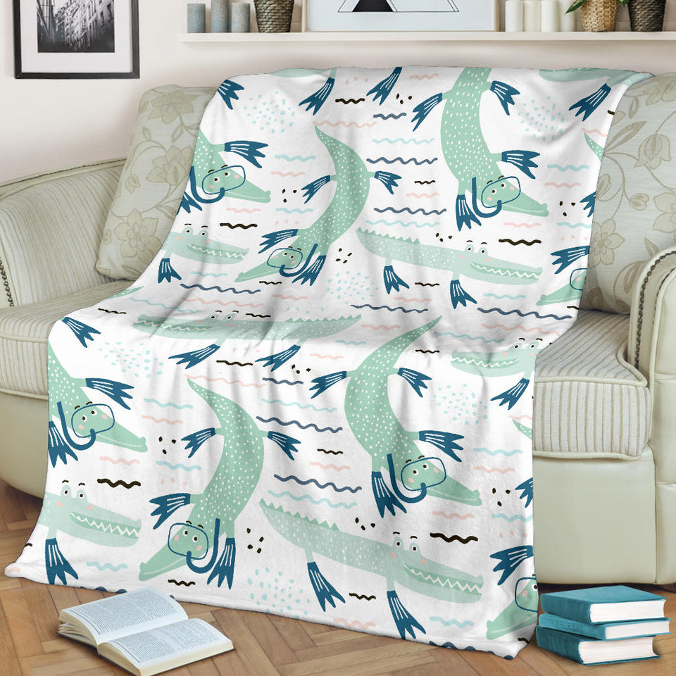 Crocodile Diver Pattern Premium Blanket