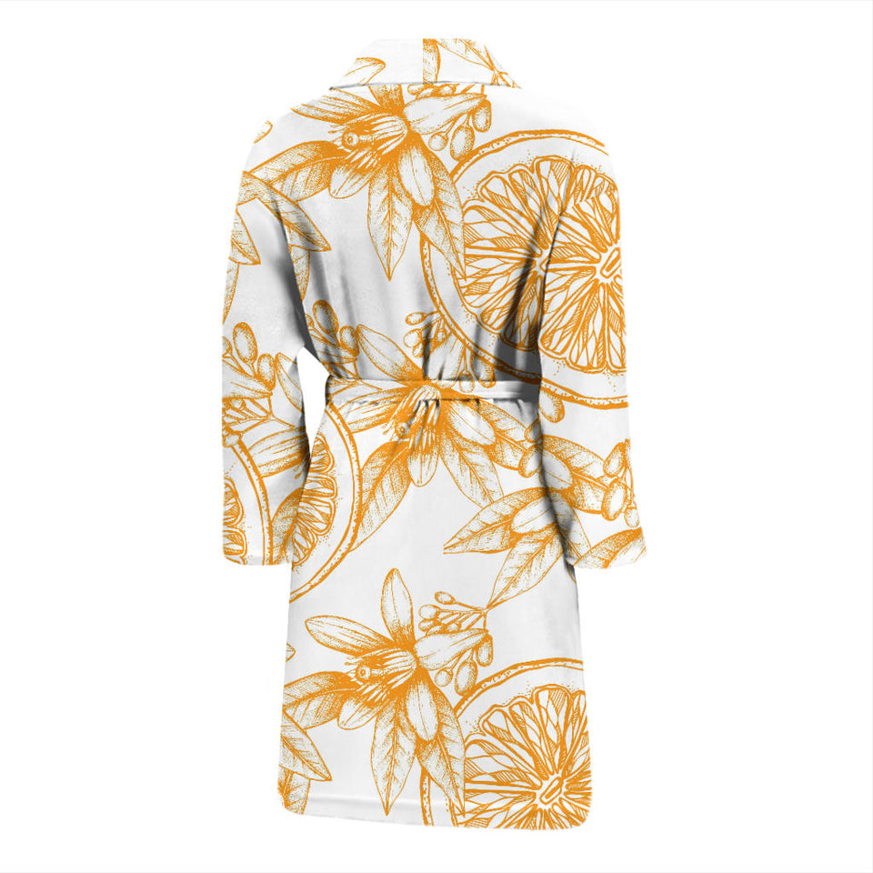 Hand Drawn Orange Fruit Pattern Men'S Bathrobe
