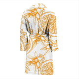 Hand Drawn Orange Fruit Pattern Men'S Bathrobe
