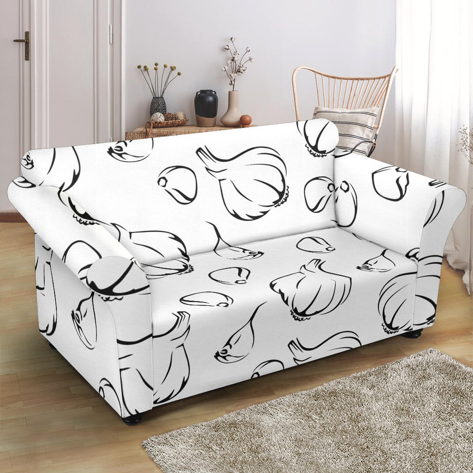 Garlic Pattern Black White Loveseat Couch Slipcover