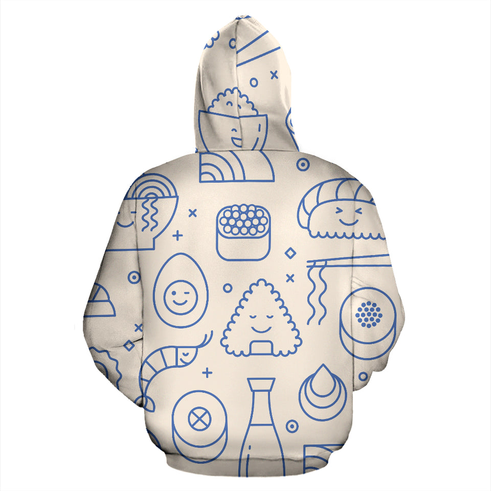 Cute Sushi Icon Pattern Zip Up Hoodie