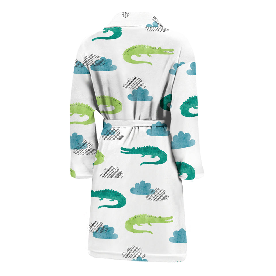 Watercolor Crocodile Pattern Men'S Bathrobe