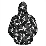 Crow Illustration Pattern Zip Up Hoodie