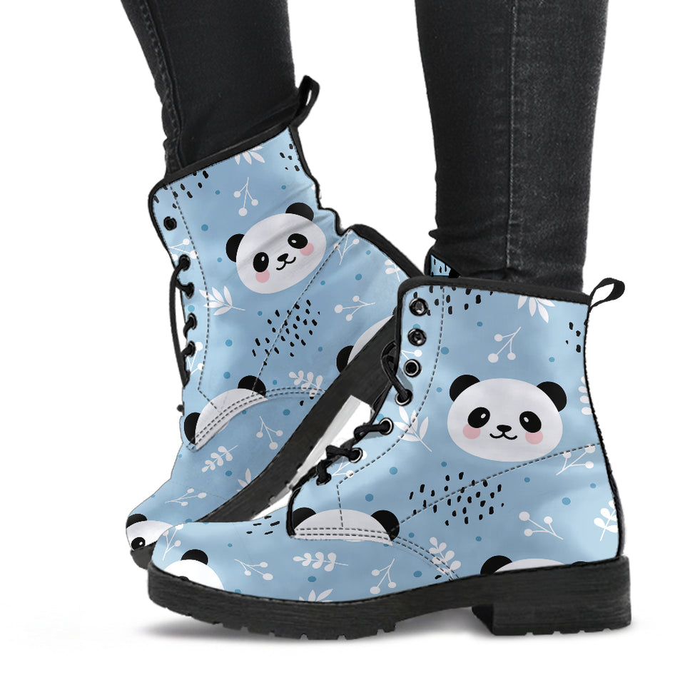 Cute Panda Pattern Leather Boots