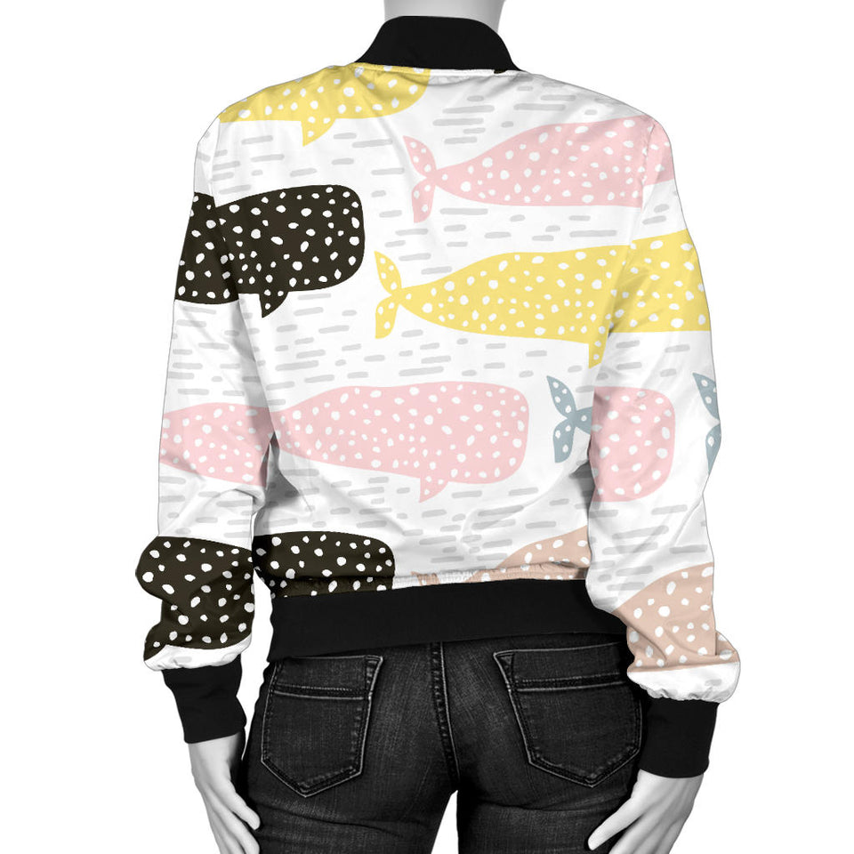 Whale Dot Pattern Women'S Bomber Jacket