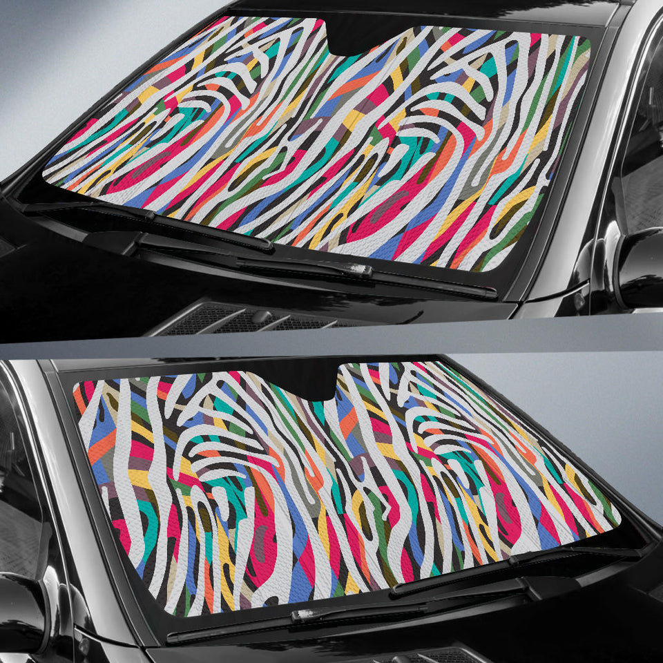 Colorful Zebra Skin Pattern Car Sun Shade