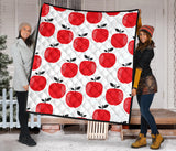 Red Apples White Background Premium Quilt