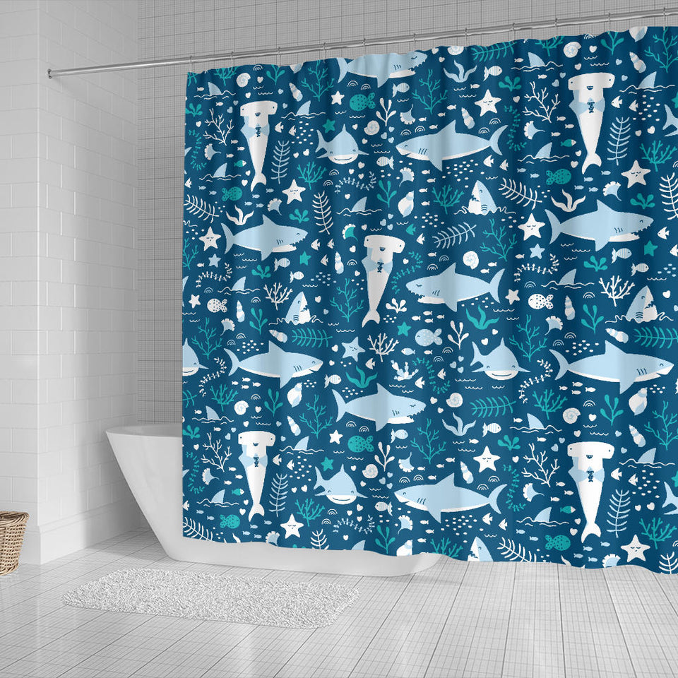 Cute Shark Pattern Shower Curtain Fulfilled In US