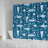 Cute Shark Pattern Shower Curtain Fulfilled In US