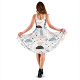 Polar Bears Star Poka Dot Pattern Sleeveless Midi Dress