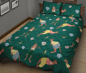 Kangaroo leaves pattern Quilt Bed Set