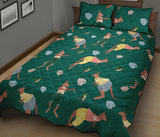 Kangaroo leaves pattern Quilt Bed Set