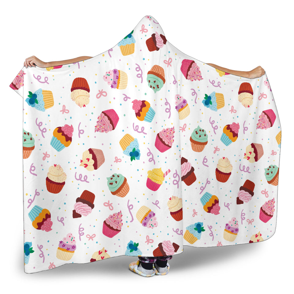 Cake Cupcake Design Pattern Hooded Blanket