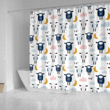 Cute Sleeping Sheep Moon Cloud Pattern Shower Curtain Fulfilled In US
