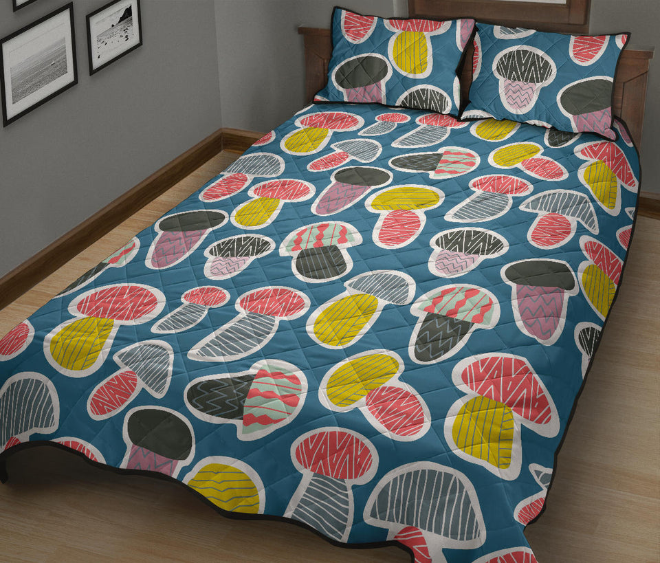 Colorful mushroom design pattern Quilt Bed Set
