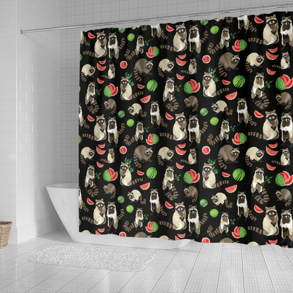 Raccoon Watermelon Pattern Shower Curtain Fulfilled In US