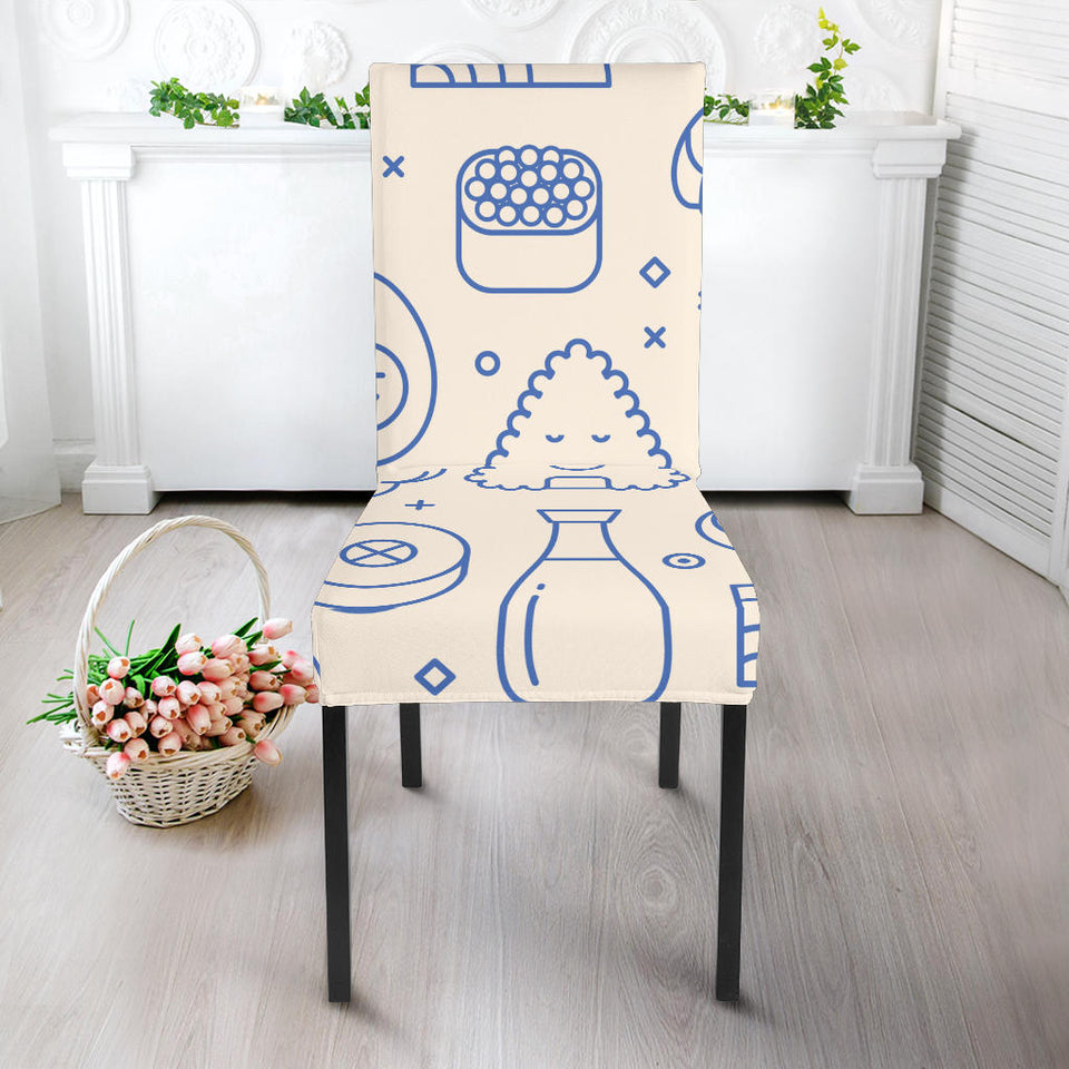 Cute Sushi Icon Pattern Dining Chair Slipcover