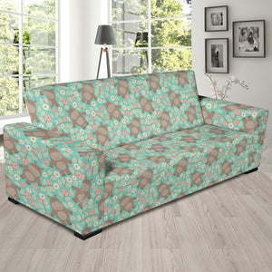 Hippopotamus Pattern Print Design 02 Sofa Slipcover