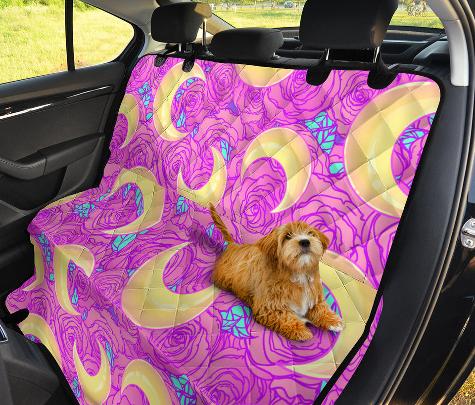 Moon Pink Rose Background Dog Car Seat Covers