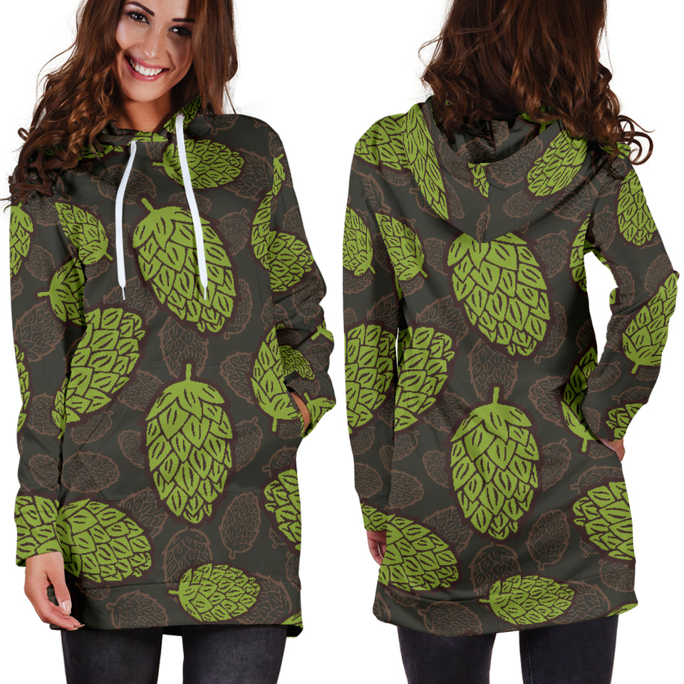 Hop Pattern Black Background Women'S Hoodie Dress