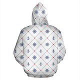 Anchor Rudder Nautical Design Pattern Zip Up Hoodie